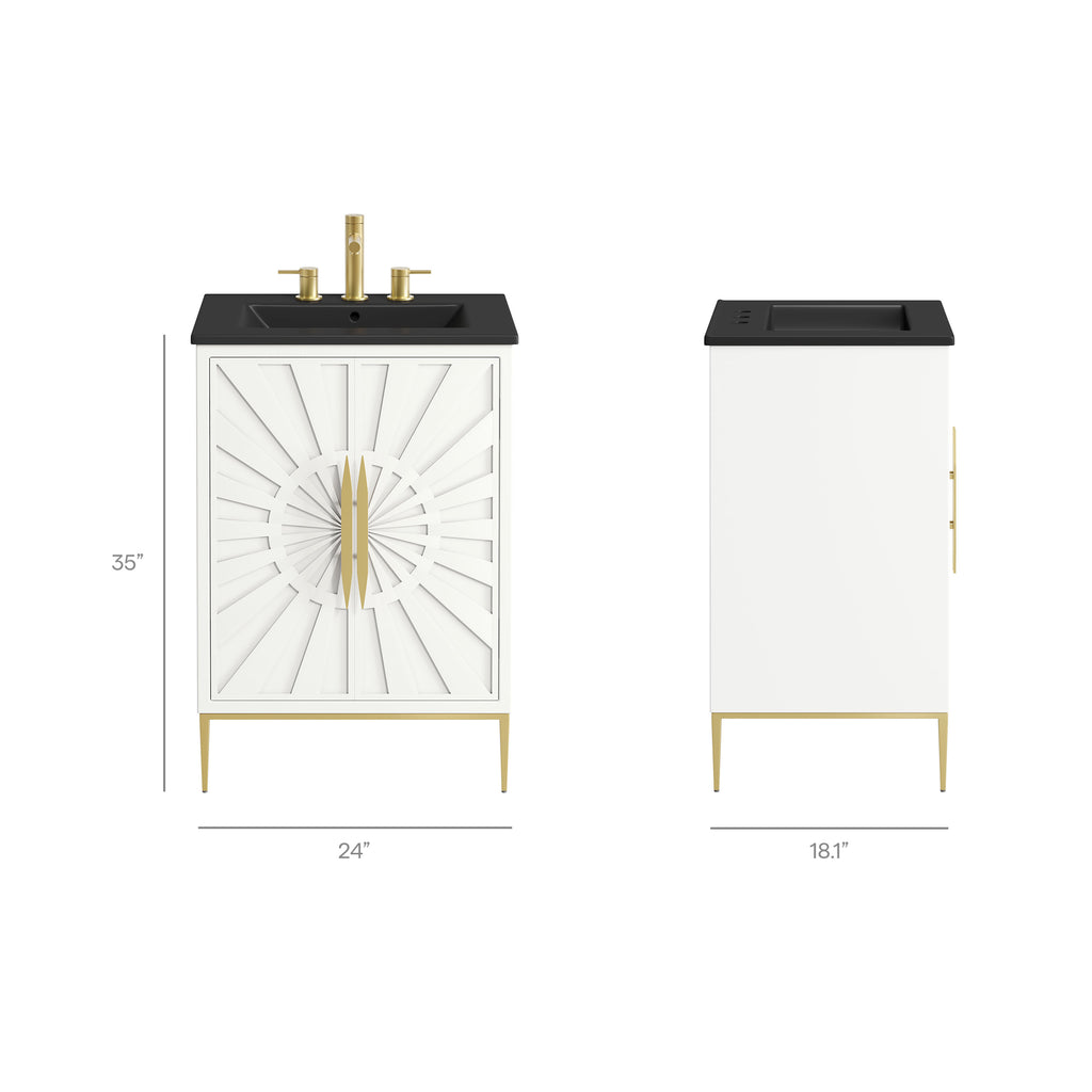 Awaken 24" Bathroom Vanity - White Black (Sink, Cabinet)