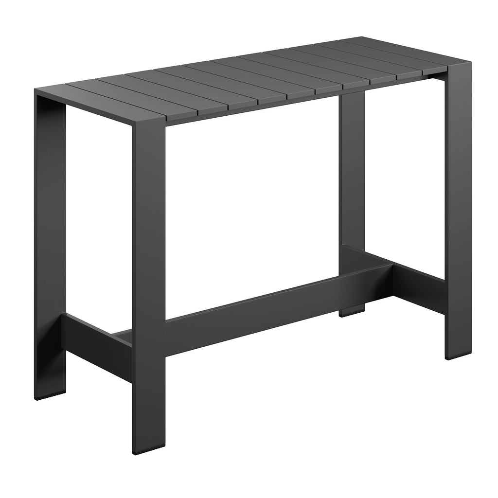 Tahoe 59 Inch Rectangle Outdoor Patio Aluminum Bar Table - Gray