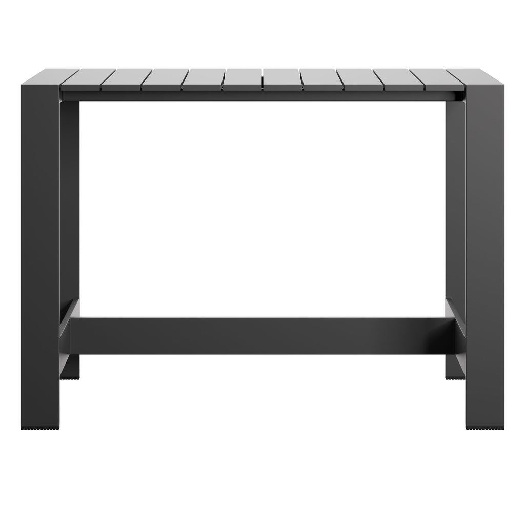 Tahoe 59 Inch Rectangle Outdoor Patio Aluminum Bar Table - Gray