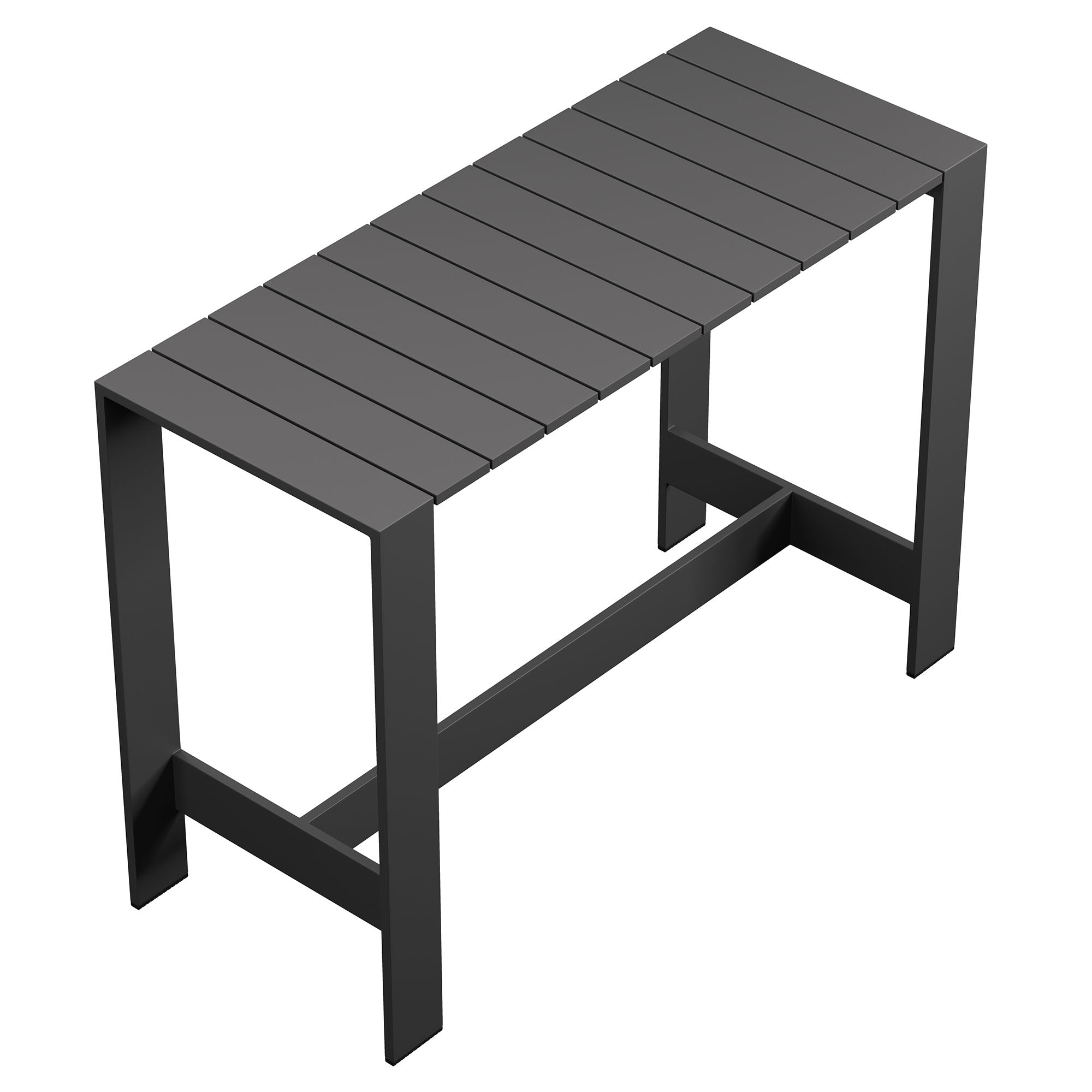 Tahoe 59 Inch Rectangle Outdoor Patio Aluminum Bar Table - Gray