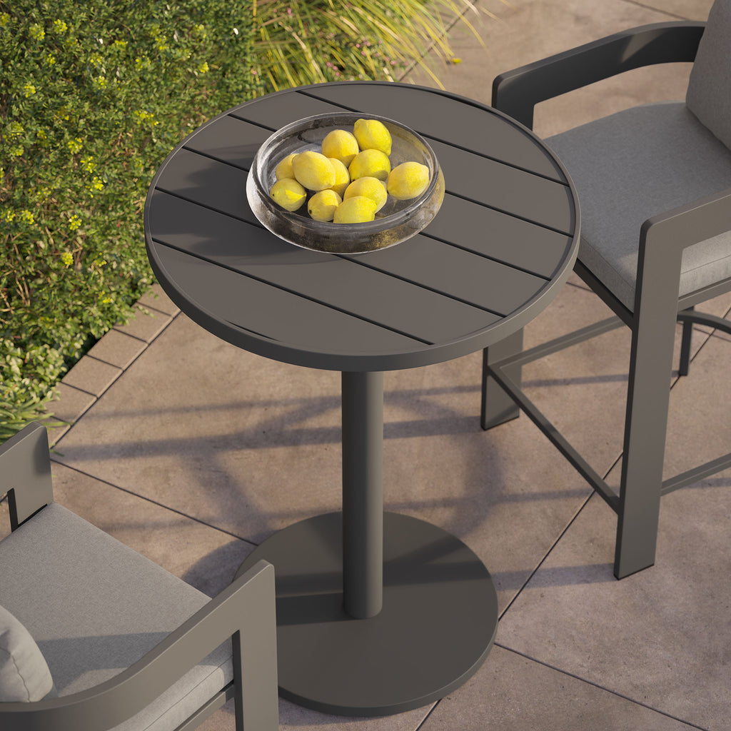 Tahoe 31 Inch Round Outdoor Patio Aluminum Bar Table - Gray