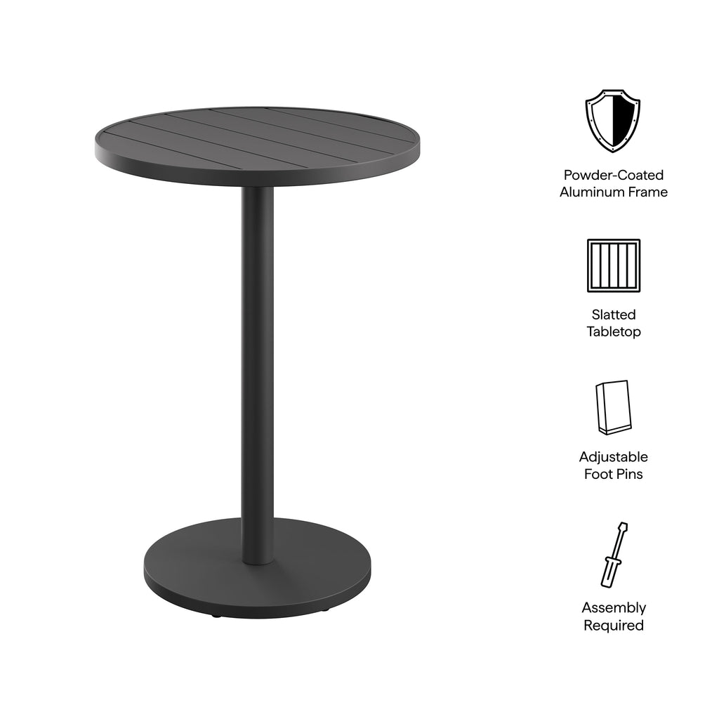 Tahoe 31 Inch Round Outdoor Patio Aluminum Bar Table - Gray