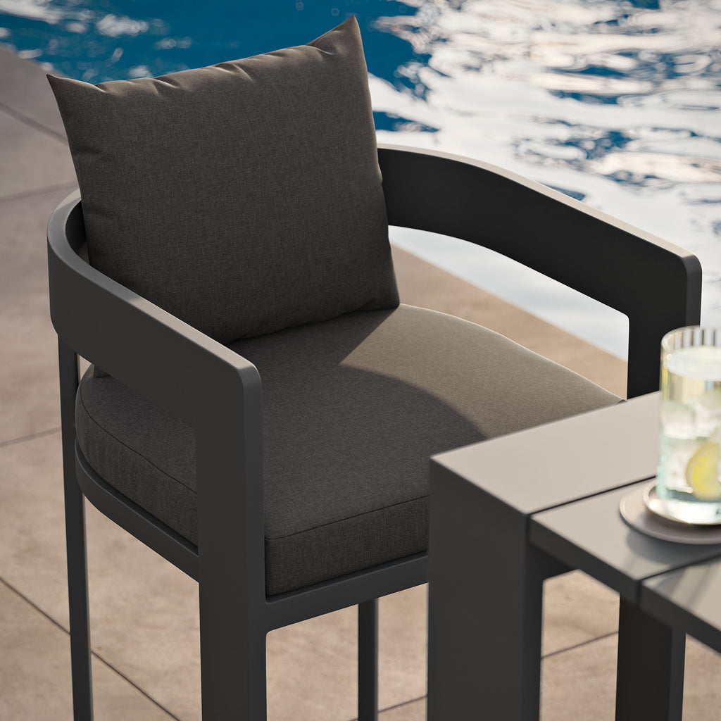 Tahoe Outdoor Patio Patio Aluminum Bar Chair - Charcoal