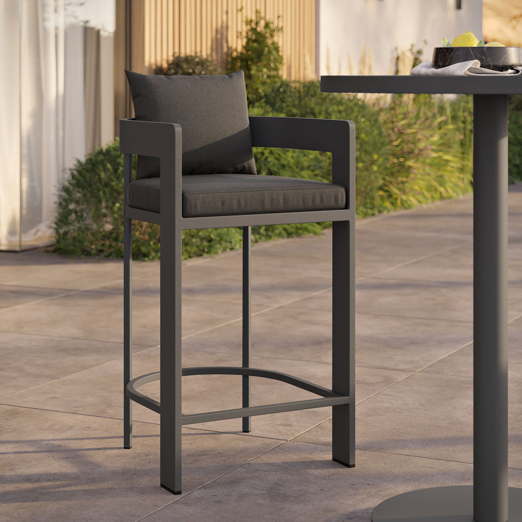 Tahoe Outdoor Patio Patio Aluminum Bar Chair - Charcoal