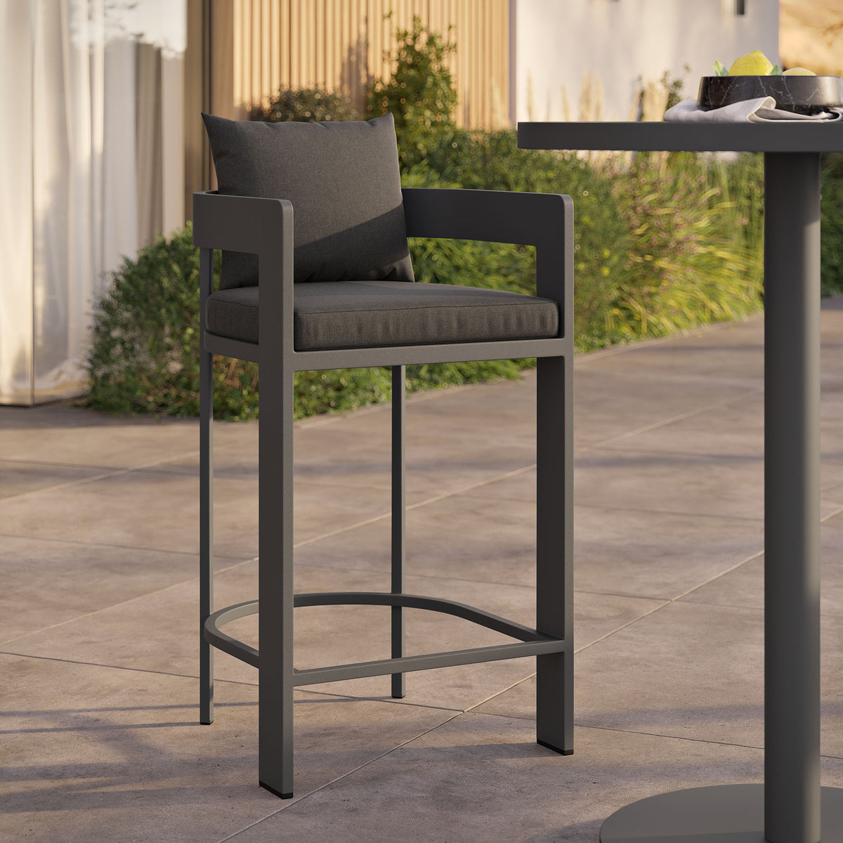Tahoe Outdoor Patio Patio Aluminum Bar Chair - Charcoal