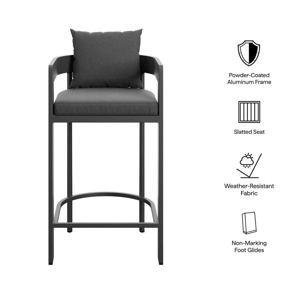 Tahoe Outdoor Patio Patio Aluminum Bar Chair - Charcoal