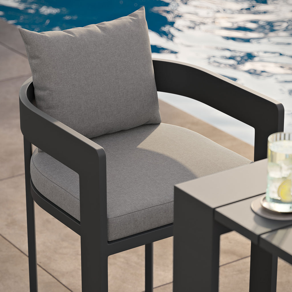 Tahoe Outdoor Patio Patio Aluminum Bar Chair - Gray