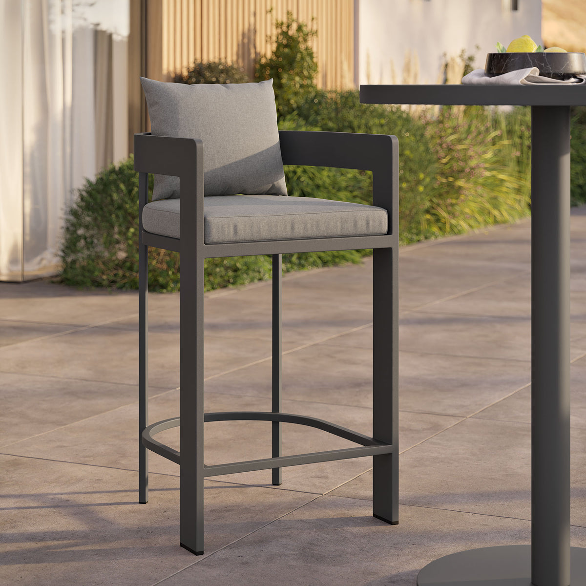Tahoe Outdoor Patio Patio Aluminum Bar Chair - Gray