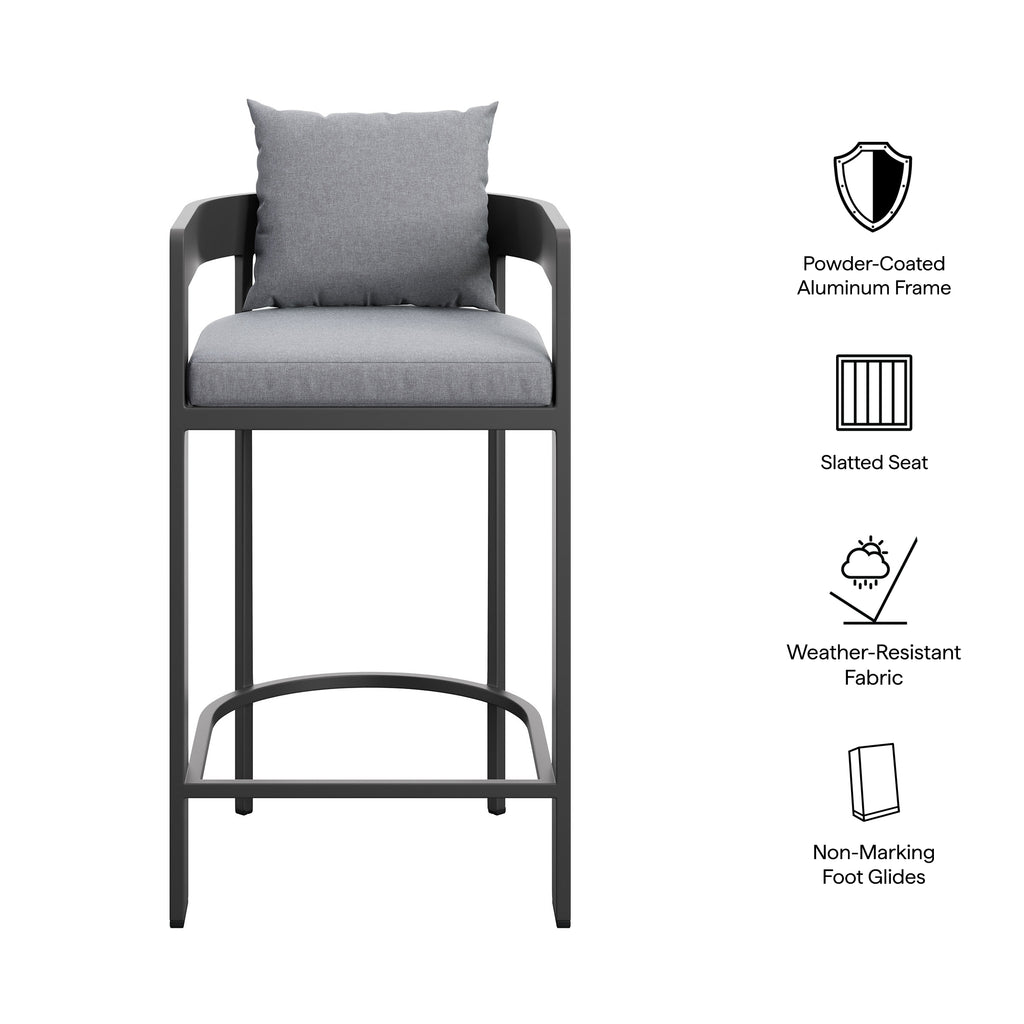 Tahoe Outdoor Patio Patio Aluminum Bar Chair - Gray