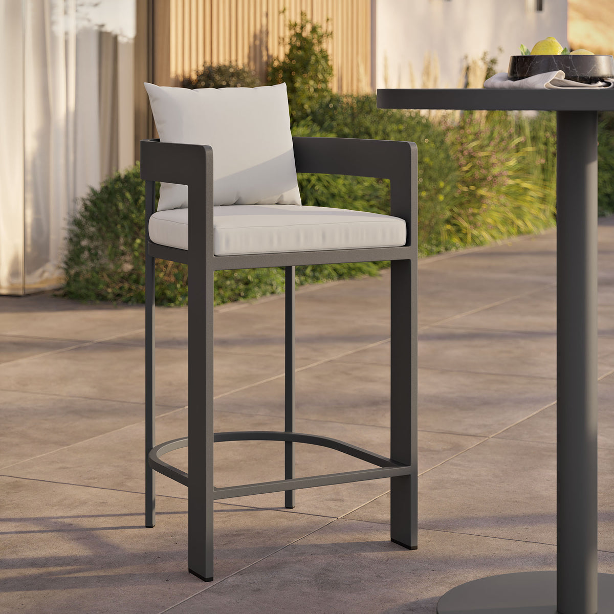Tahoe Outdoor Patio Patio Aluminum Bar Chair - White