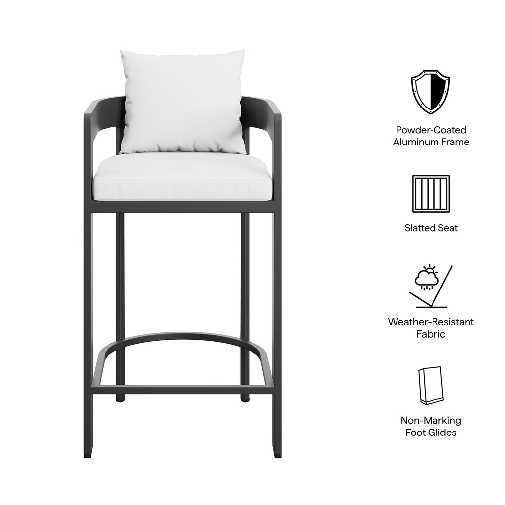 Tahoe Outdoor Patio Patio Aluminum Bar Chair - White