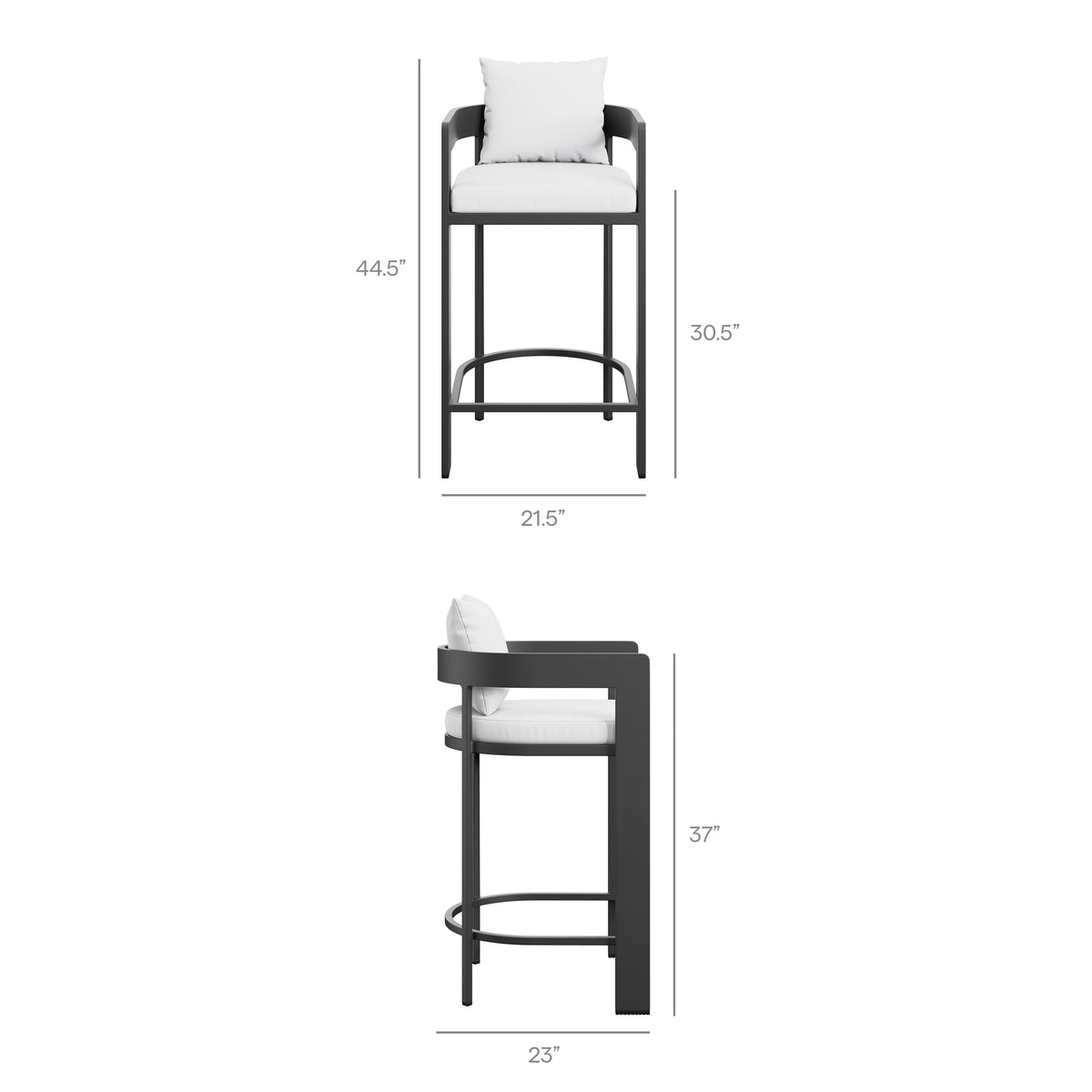 Tahoe Outdoor Patio Patio Aluminum Bar Chair - White