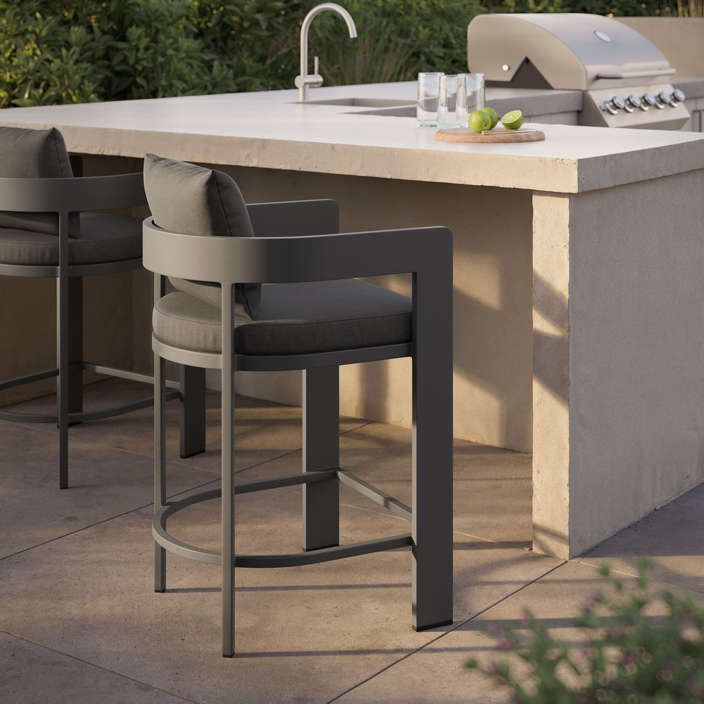 Tahoe Outdoor Patio Patio Aluminum Counter Stool - Charcoal