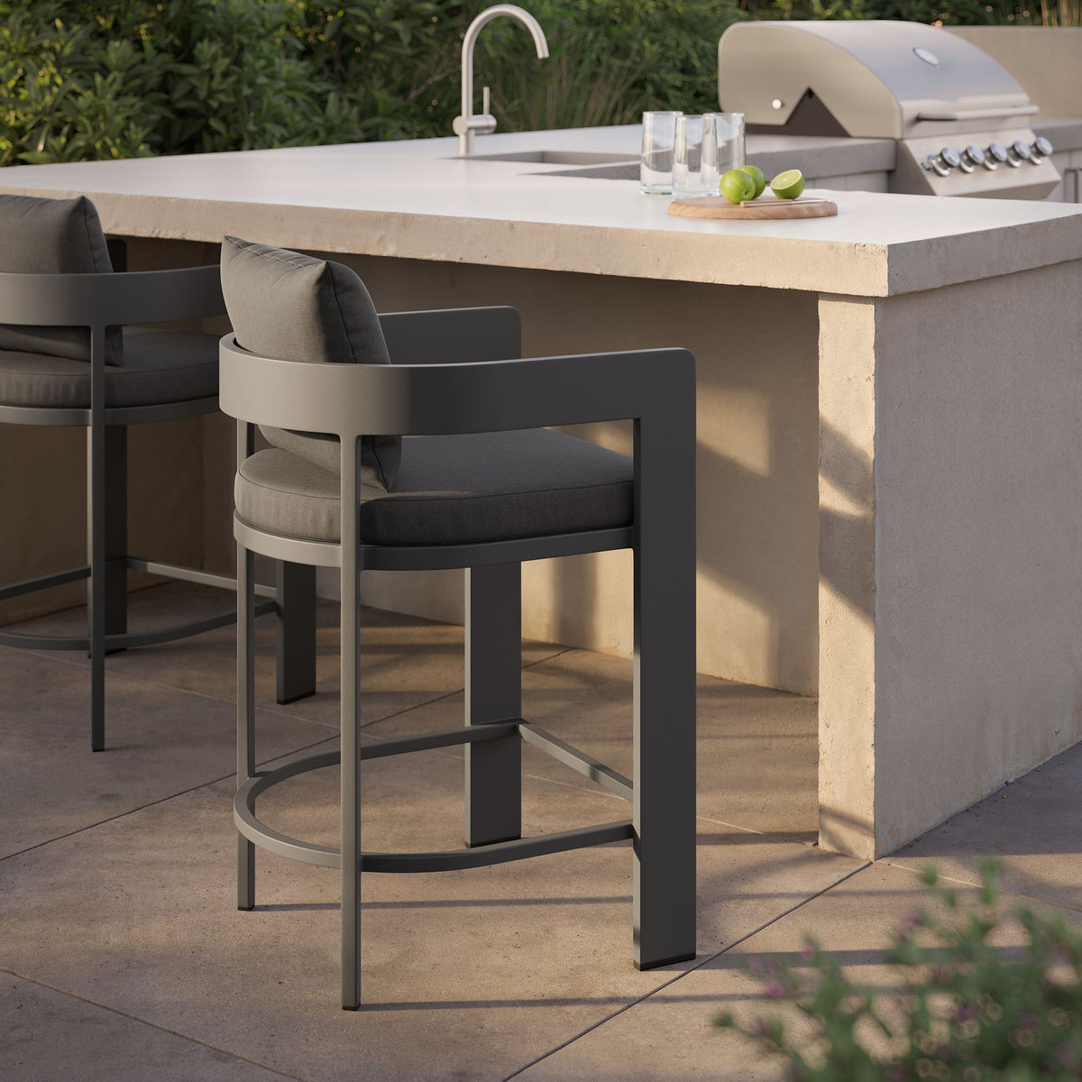 Tahoe Outdoor Patio Patio Aluminum Counter Stool - Charcoal