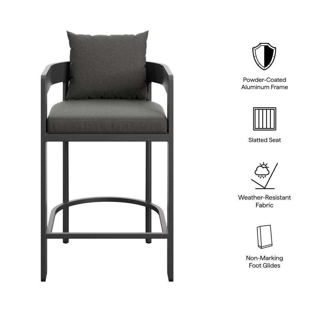 Tahoe Outdoor Patio Patio Aluminum Counter Stool - Charcoal