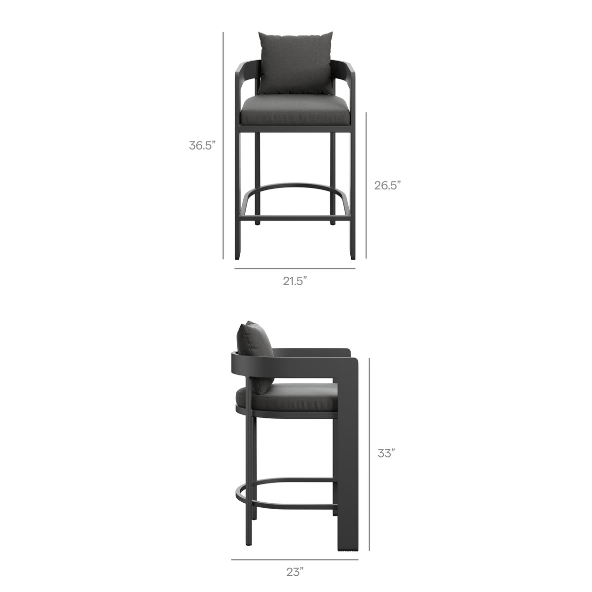 Tahoe Outdoor Patio Patio Aluminum Counter Stool - Charcoal