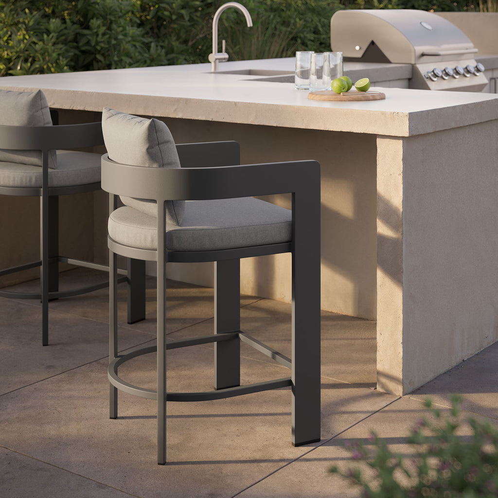 Tahoe Outdoor Patio Patio Aluminum Counter Stool - Gray