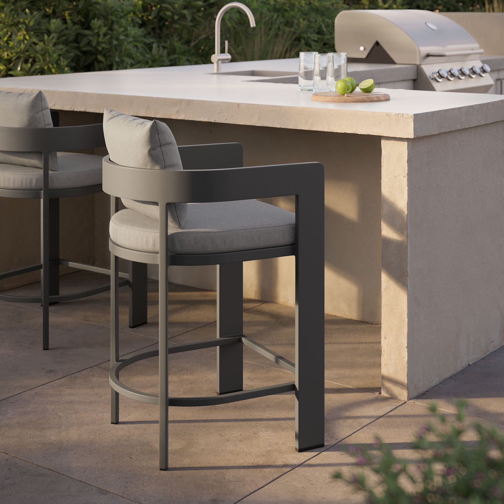 Tahoe Outdoor Patio Patio Aluminum Counter Stool - Gray