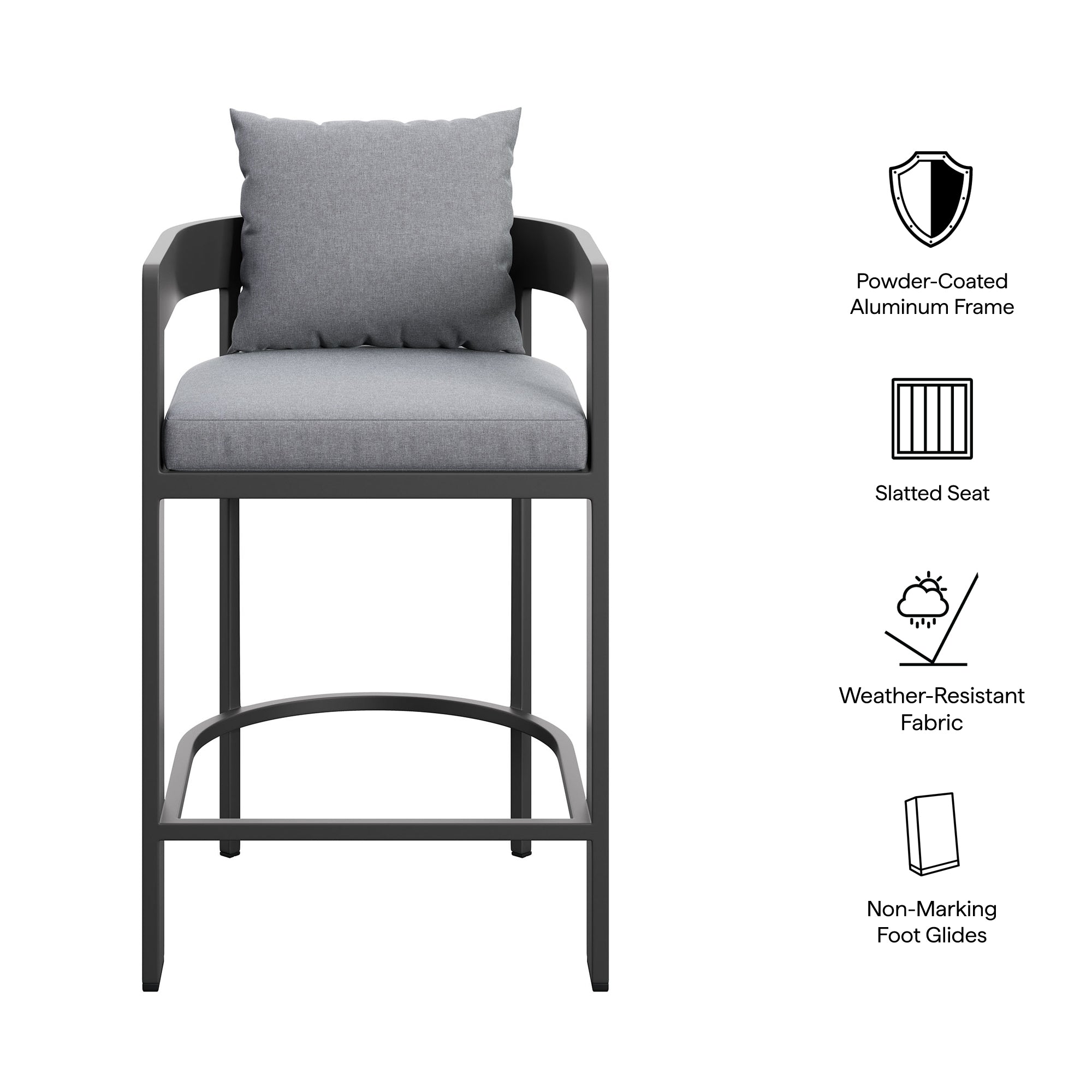 Tahoe Outdoor Patio Patio Aluminum Counter Stool - Gray