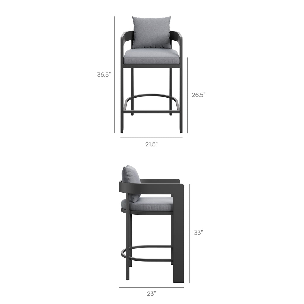 Tahoe Outdoor Patio Patio Aluminum Counter Stool - Gray