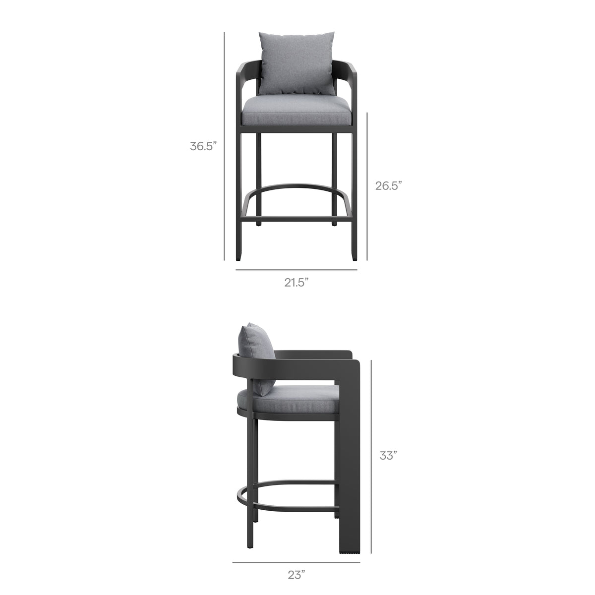 Tahoe Outdoor Patio Patio Aluminum Counter Stool - Gray