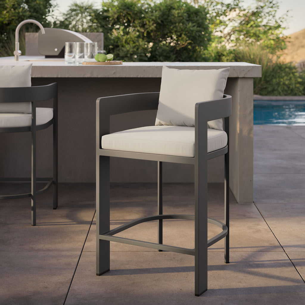 Tahoe Outdoor Patio Patio Aluminum Counter Stool - White