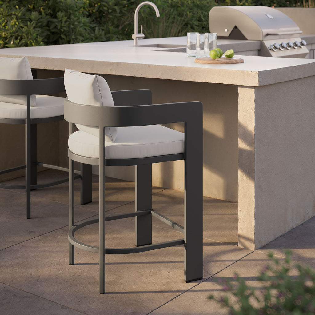 Tahoe Outdoor Patio Patio Aluminum Counter Stool - White