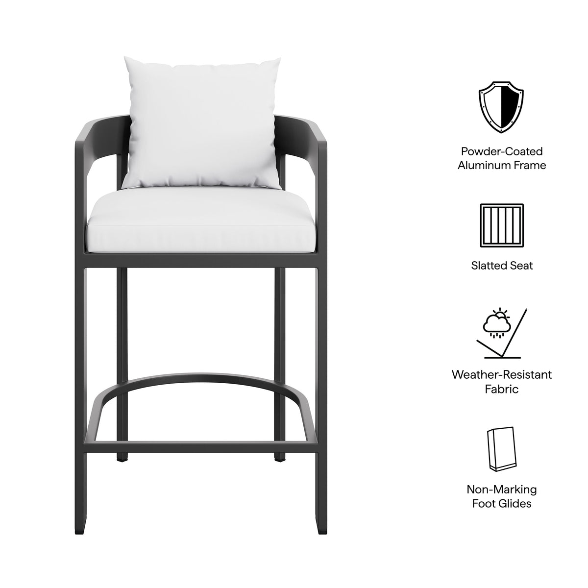 Tahoe Outdoor Patio Patio Aluminum Counter Stool - White