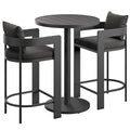 Tahoe 3-Piece Outdoor Patio Aluminum Bar Set - Charcoal