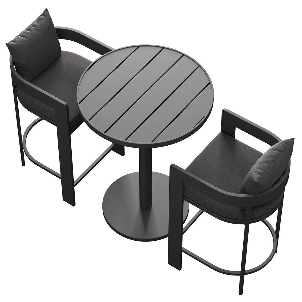 Tahoe 3-Piece Outdoor Patio Aluminum Bar Set - Charcoal