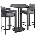 Tahoe 3-Piece Outdoor Patio Aluminum Bar Set - Gray