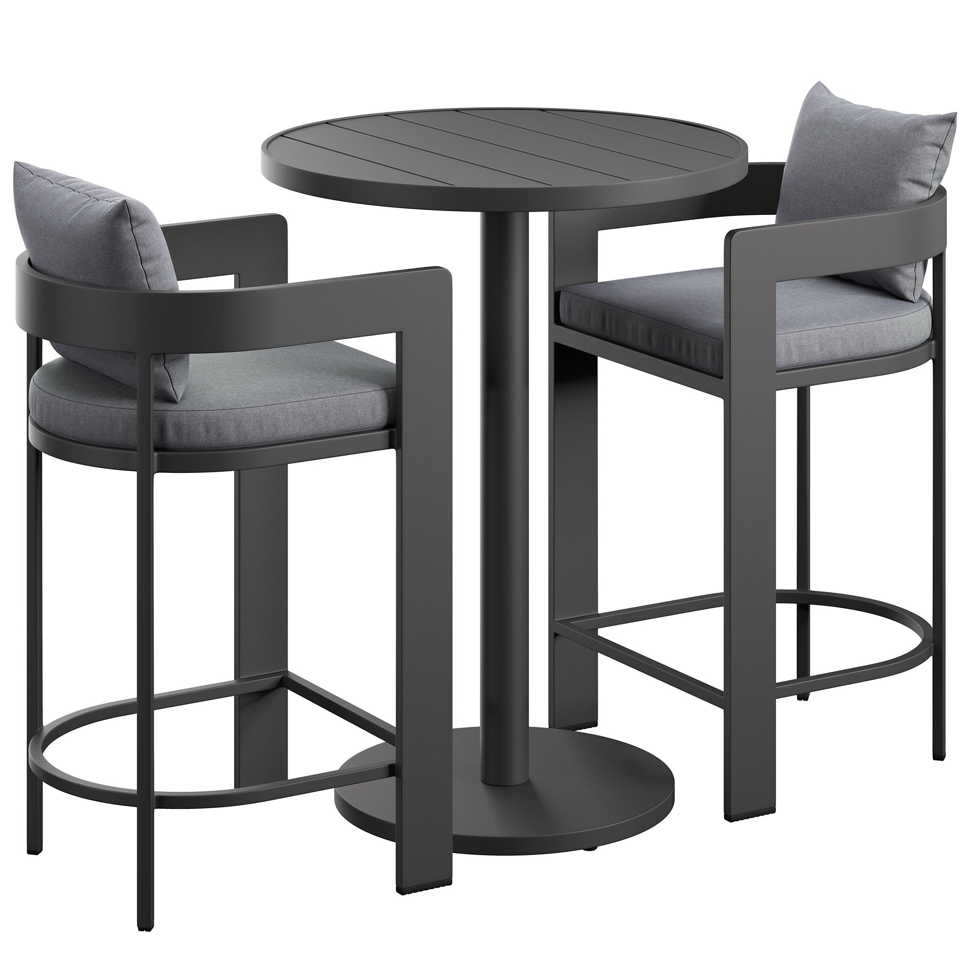 Tahoe 3-Piece Outdoor Patio Aluminum Bar Set - Gray