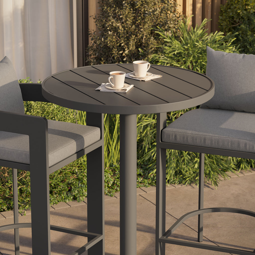 Tahoe 3-Piece Outdoor Patio Aluminum Bar Set - Gray