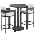 Tahoe 3-Piece Outdoor Patio Aluminum Bar Set - White