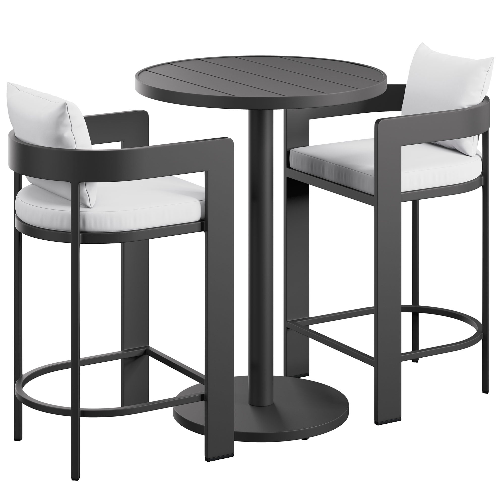 Tahoe 3-Piece Outdoor Patio Aluminum Bar Set - White