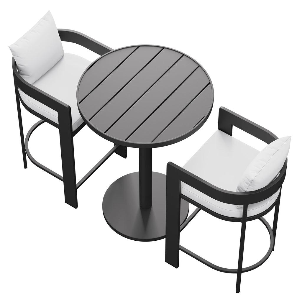 Tahoe 3-Piece Outdoor Patio Aluminum Bar Set - White