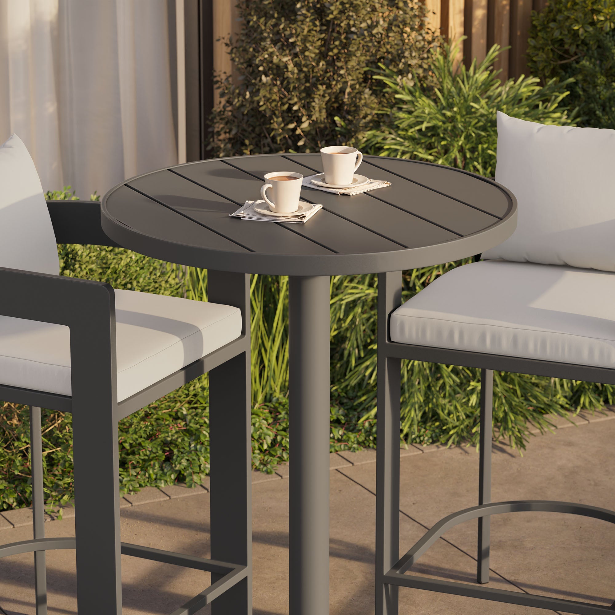 Tahoe 3-Piece Outdoor Patio Aluminum Bar Set - White