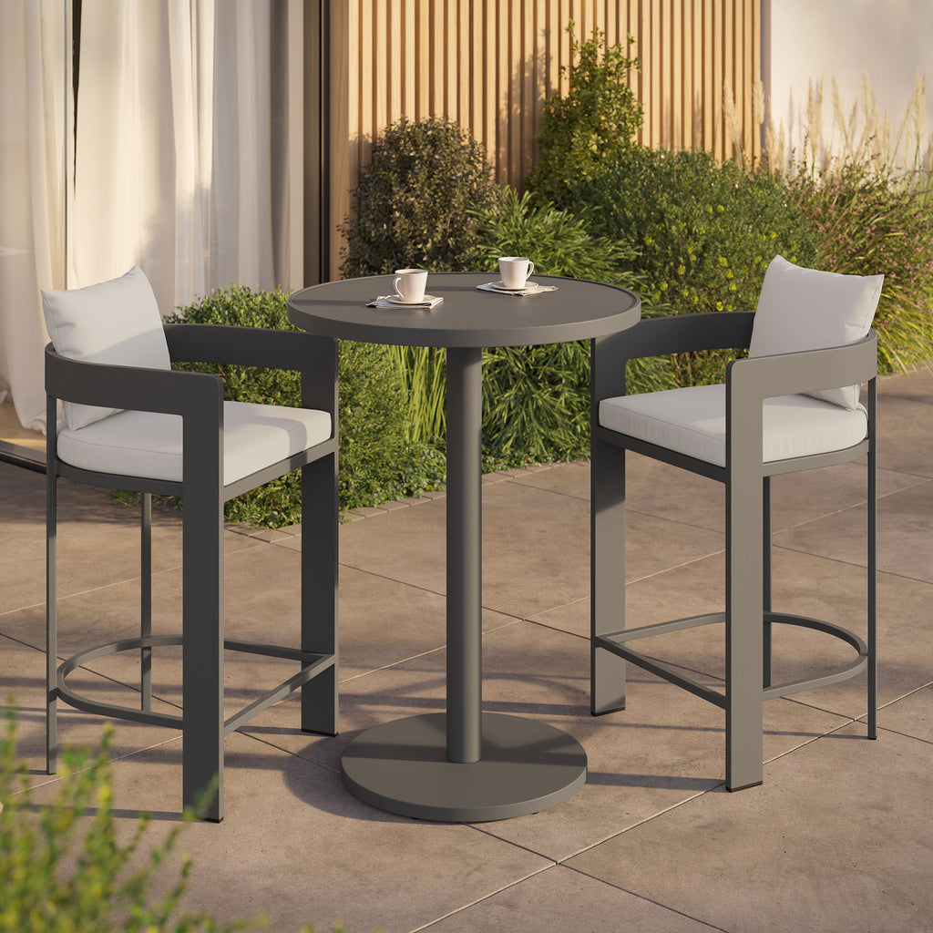 Tahoe 3-Piece Outdoor Patio Aluminum Bar Set - White