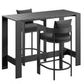 Tahoe 3-Piece Outdoor Patio Aluminum Bar Table Set - Charcoal