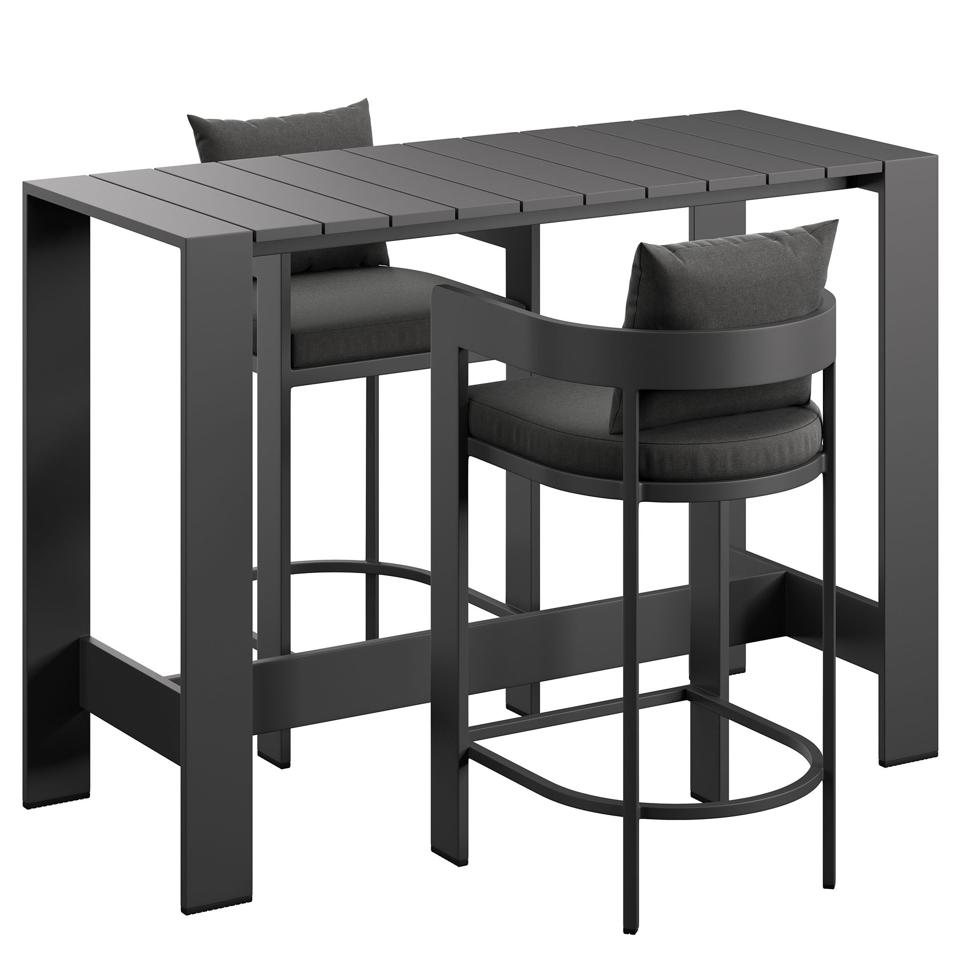 Tahoe 3-Piece Outdoor Patio Aluminum Bar Table Set - Charcoal