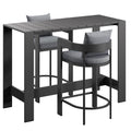 Tahoe 3-Piece Outdoor Patio Aluminum Bar Table Set - Gray