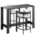 Tahoe 3-Piece Outdoor Patio Aluminum Bar Table Set - White