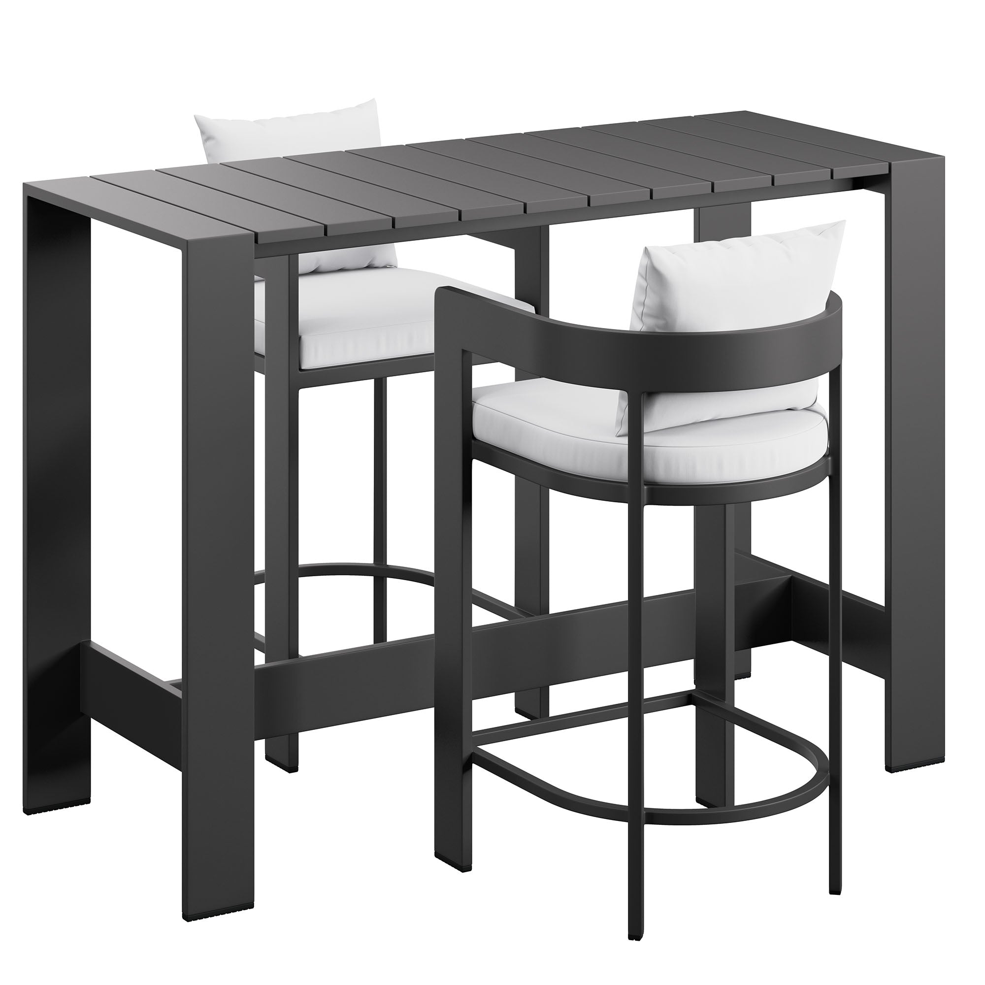 Tahoe 3-Piece Outdoor Patio Aluminum Bar Table Set - White