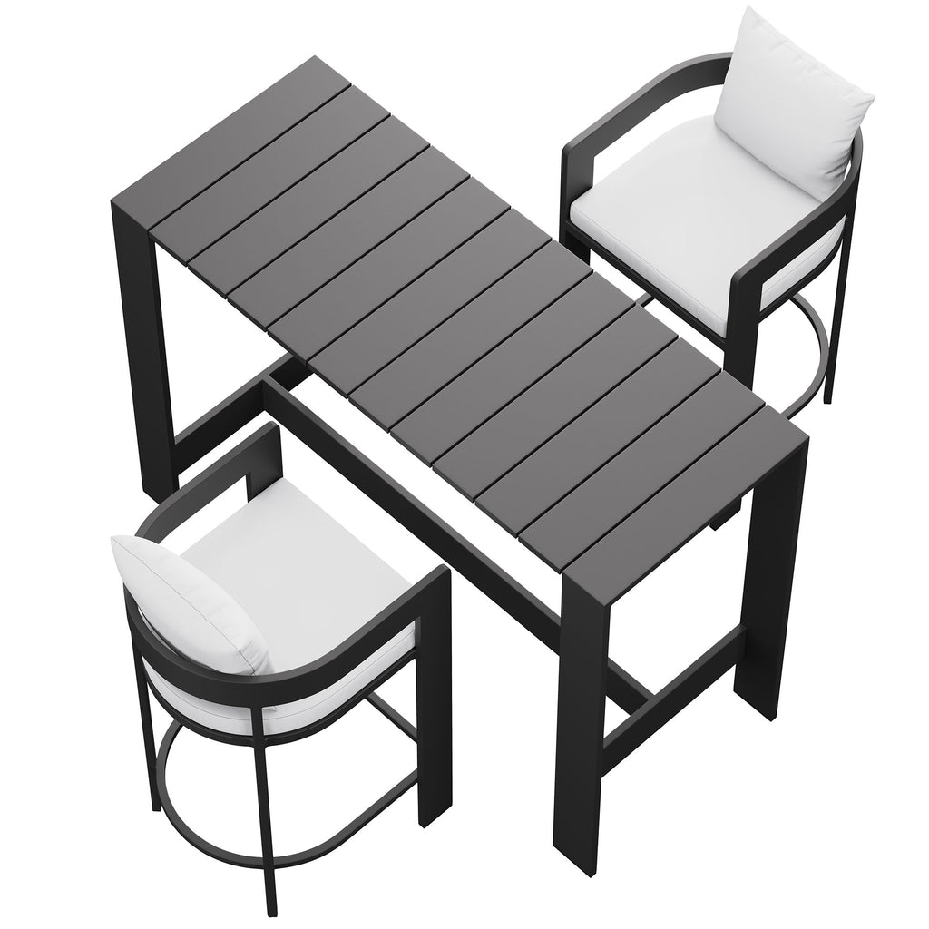 Tahoe 3-Piece Outdoor Patio Aluminum Bar Table Set - White