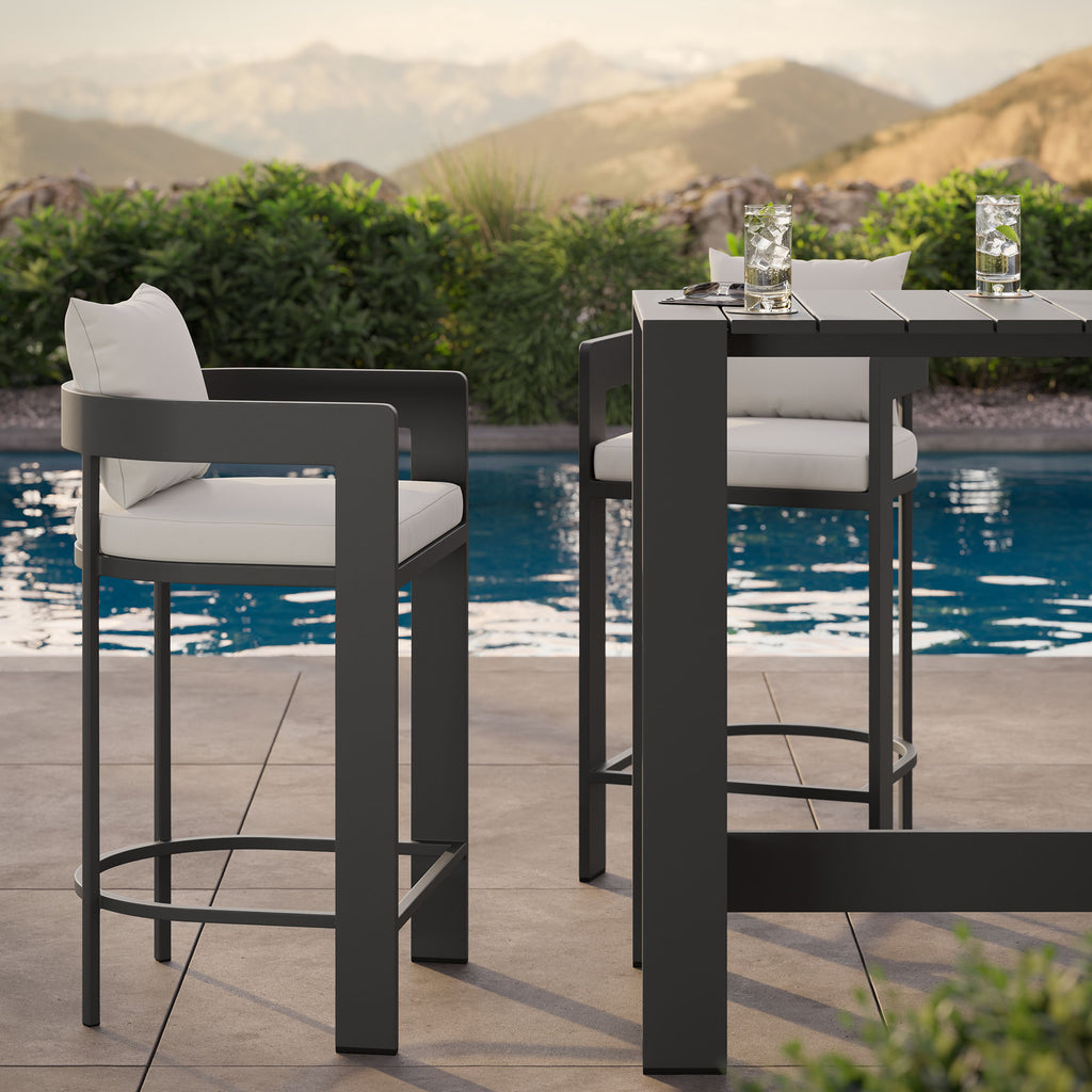 Tahoe 3-Piece Outdoor Patio Aluminum Bar Table Set - White