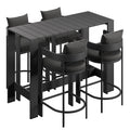 Tahoe 5-Piece Outdoor Patio Bar Table Set - Charcoal