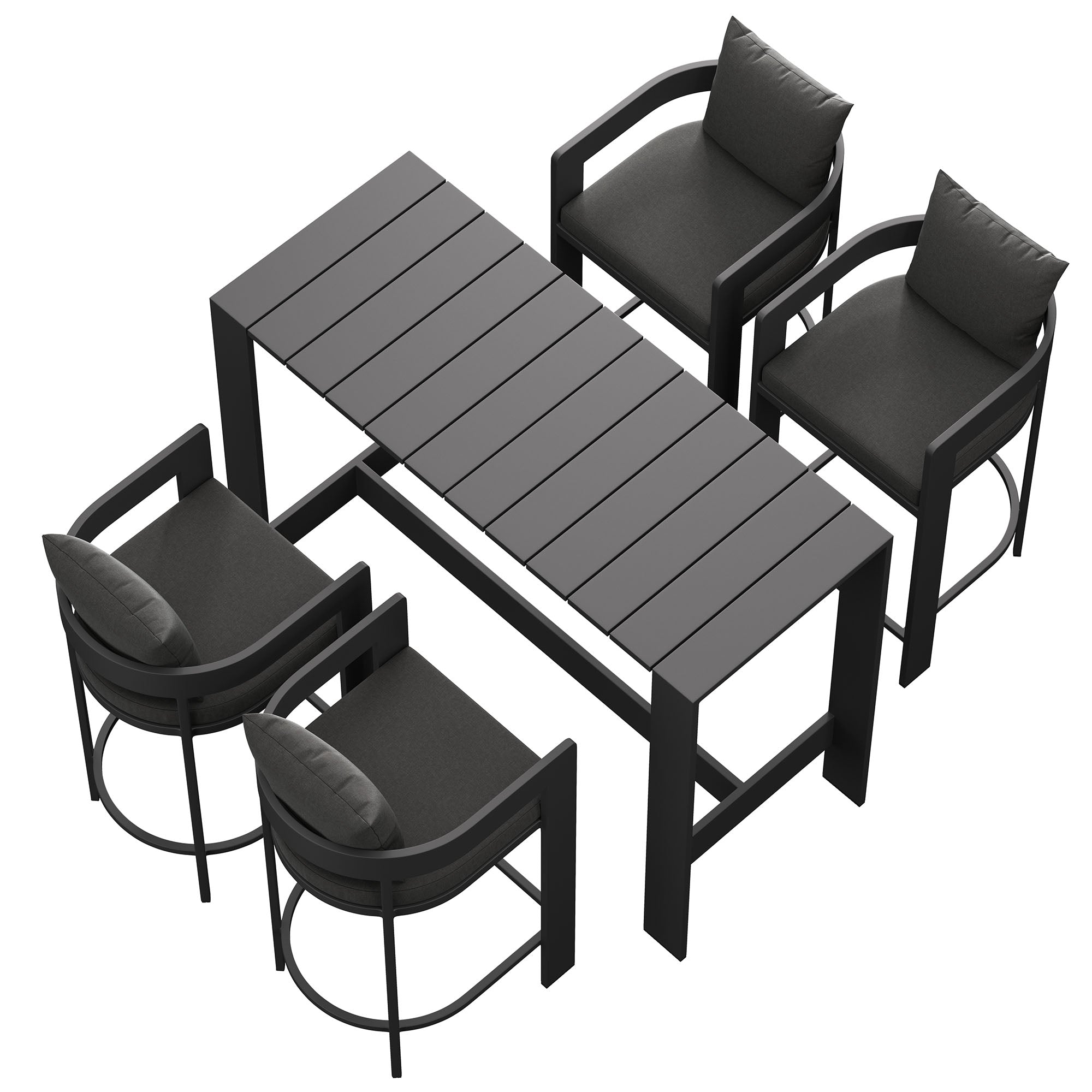 Tahoe 5-Piece Outdoor Patio Bar Table Set - Charcoal