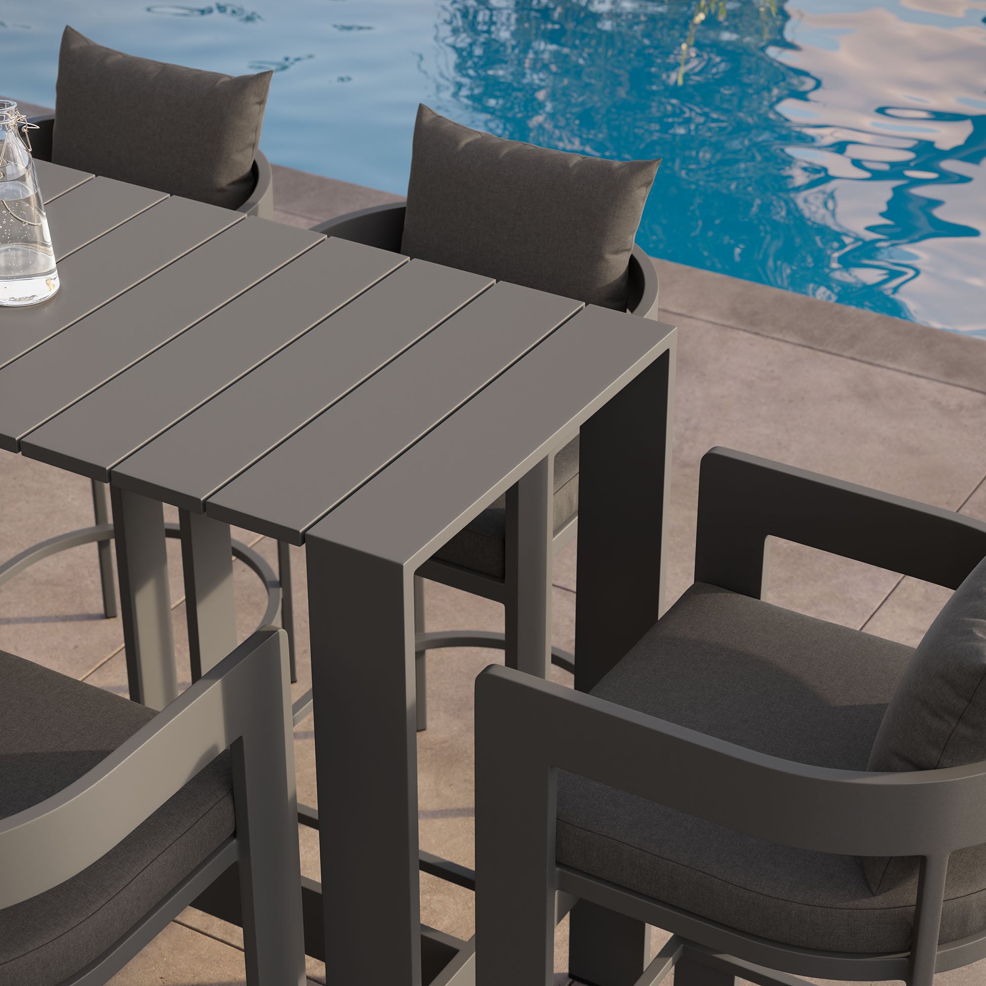 Tahoe 5-Piece Outdoor Patio Bar Table Set - Charcoal