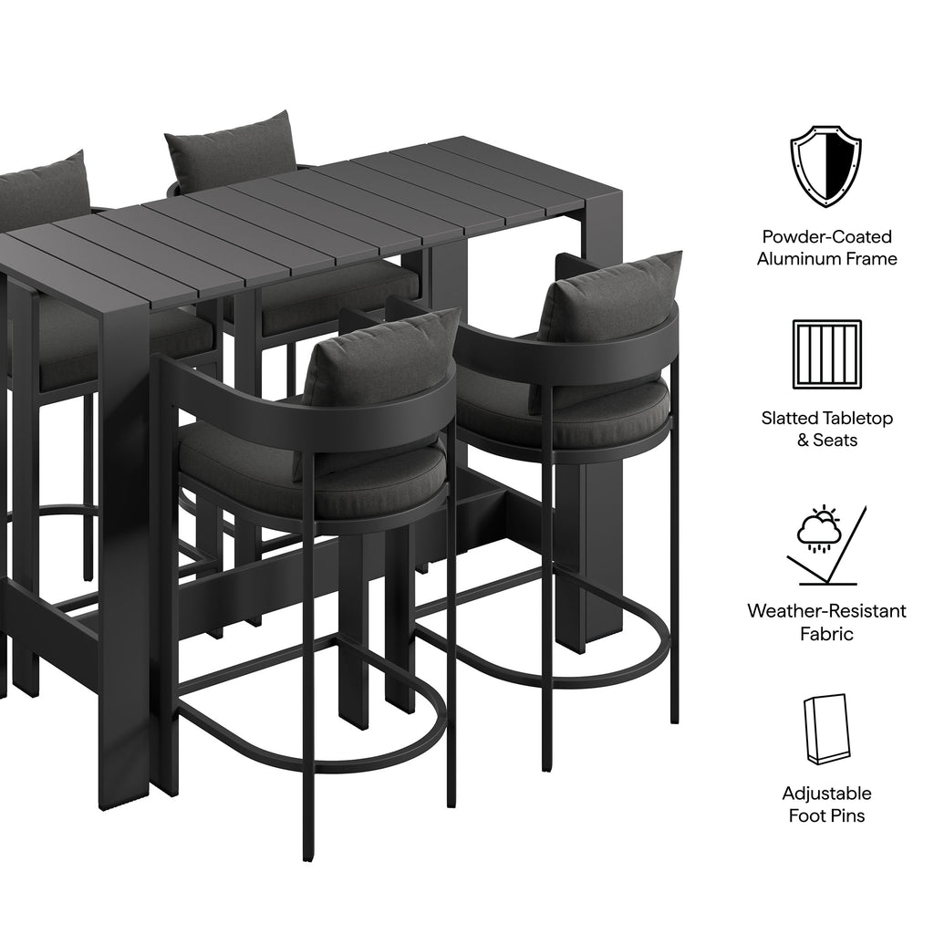 Tahoe 5-Piece Outdoor Patio Bar Table Set - Charcoal