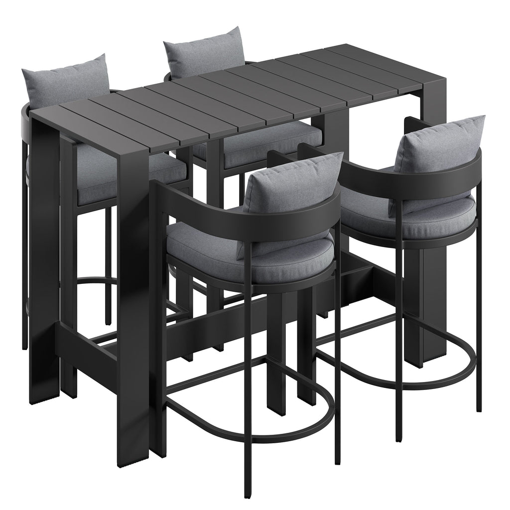 Tahoe 5-Piece Outdoor Patio Bar Table Set - Gray